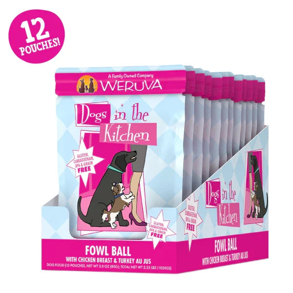 Dogs in The Kitchen Dog Fowl Ball 2.8 oz. Pouch 12 ct