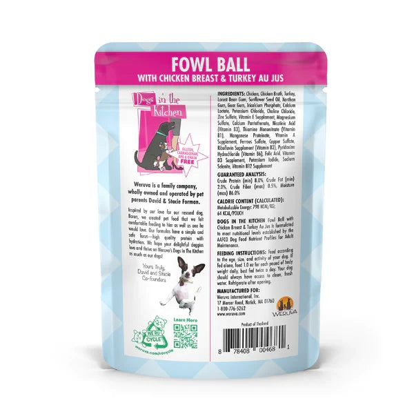 Dogs in The Kitchen Dog Fowl Ball 2.8 oz. Pouch 12 ct