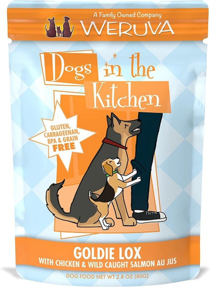 Dogs In The Kitchen Goldie Lox Chicken and Wild - Caught Salmon Au Jus Wet Dog Food 2.8oz Pouches - Pets Perfect