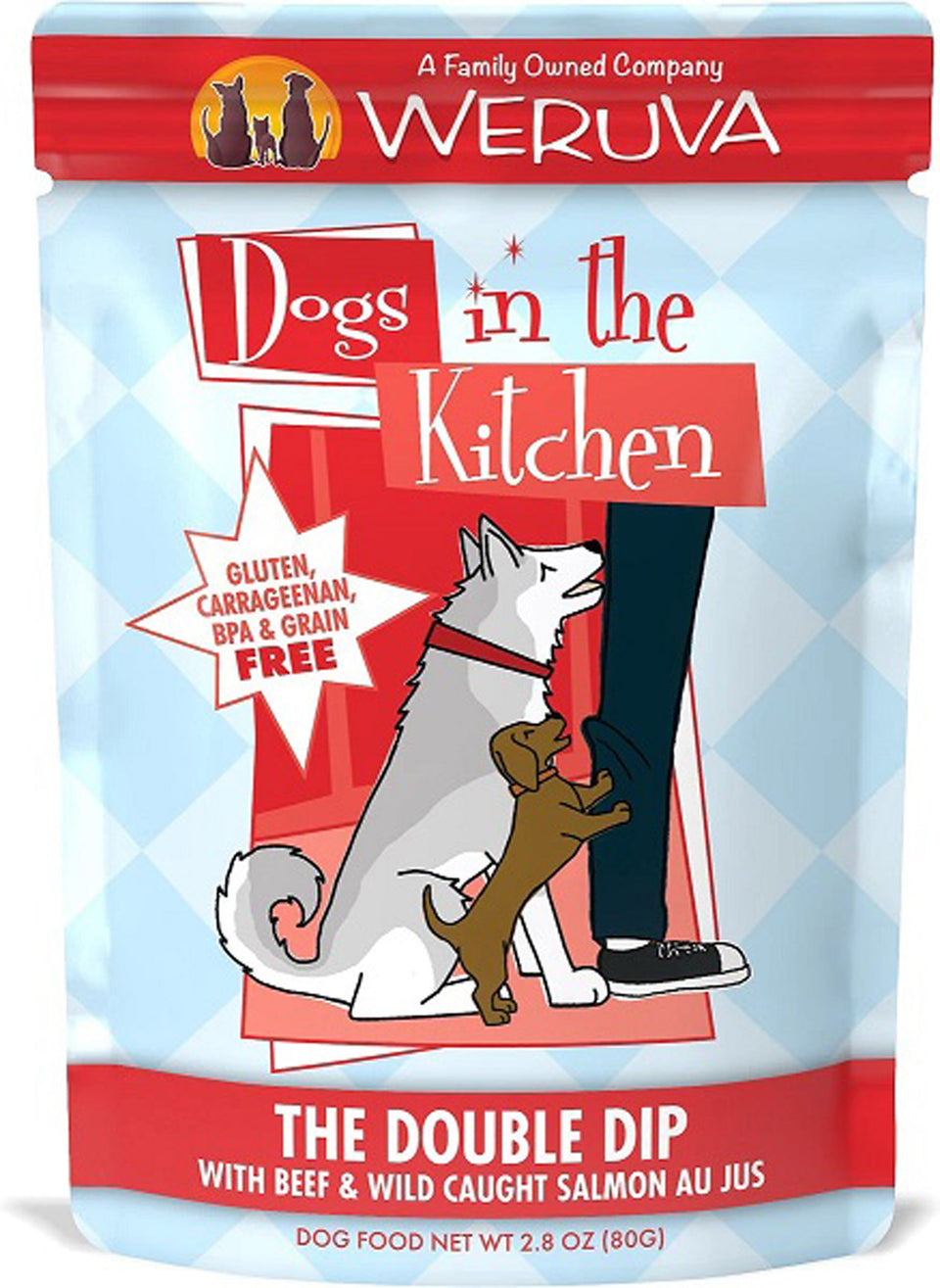 Dogs in The Kitchen Dog The Double Dip With Beef & Wild-Caught Salmon Au Jus 2.8 oz. Pouch 12 ct