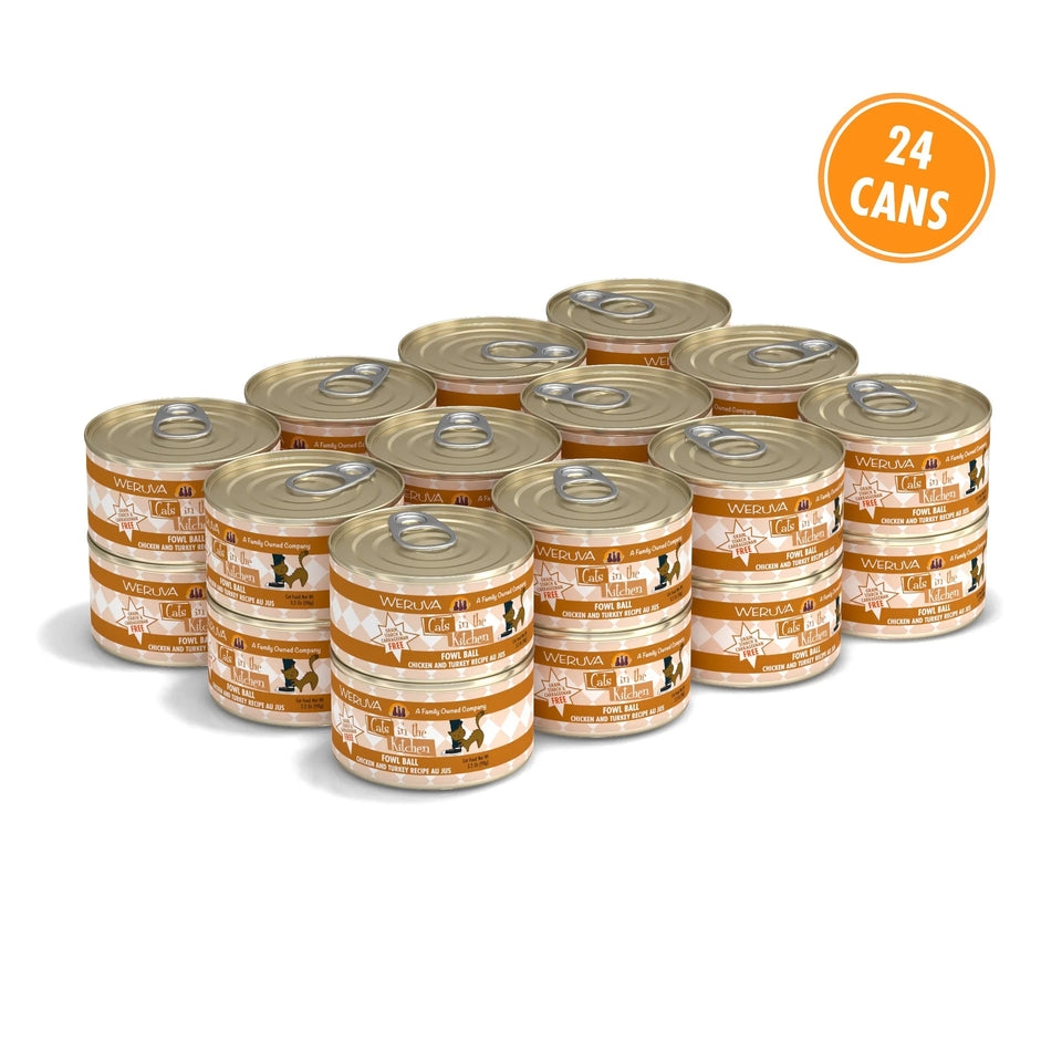 Cats in The Kitchen Fowl Ball Chicken and Turkey Recipe, 3.2 oz 24 ct