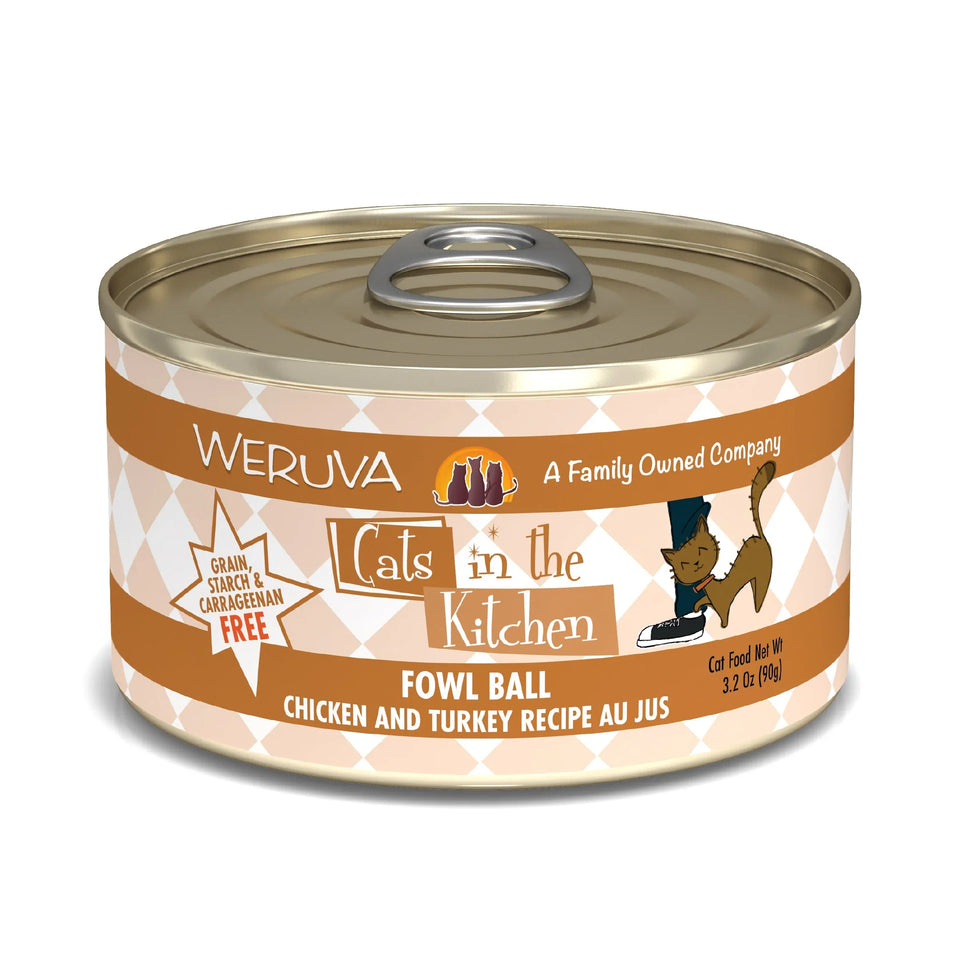 Cats in The Kitchen Fowl Ball Chicken and Turkey Recipe, 3.2 oz 24 ct