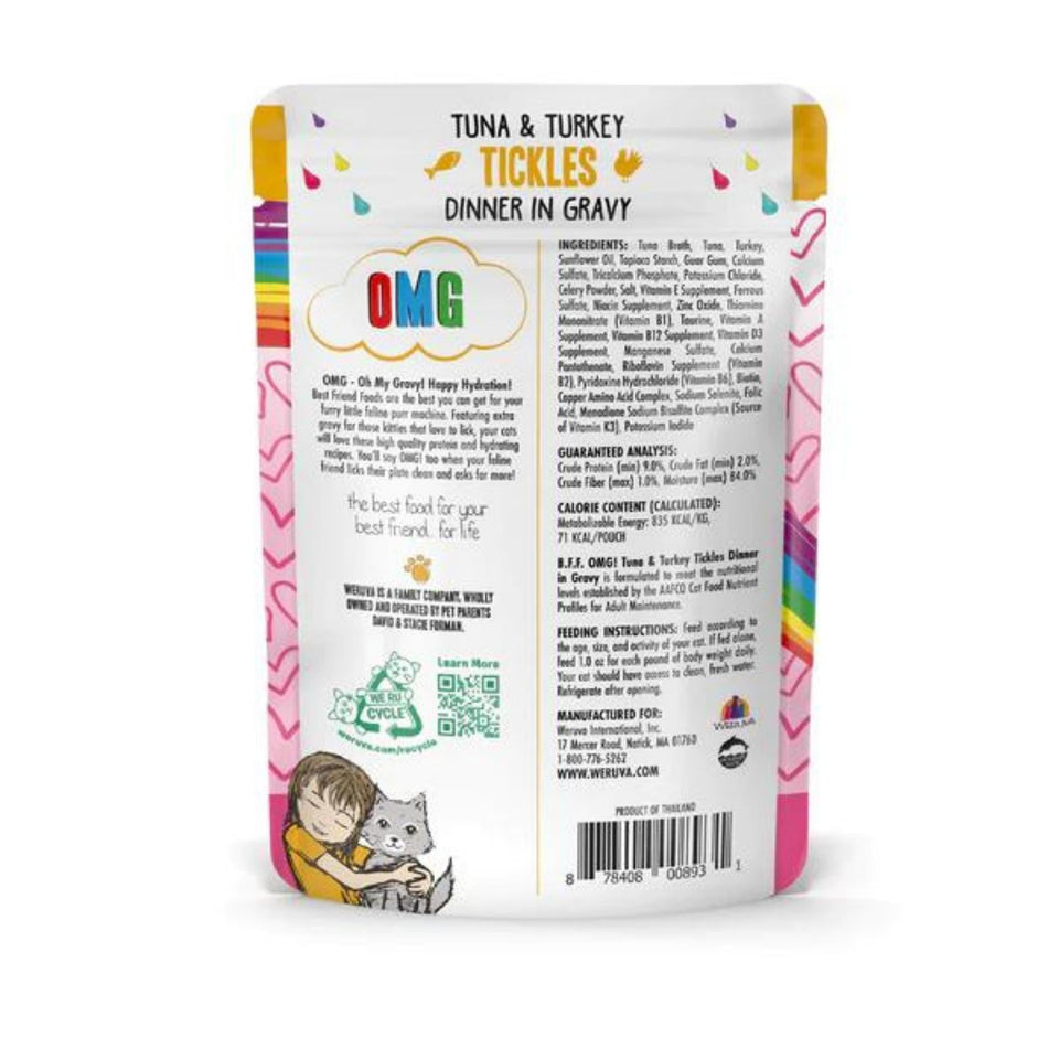 BFF Cat OmgTuna & Turkey Tickles Dinner in Gravy 3 oz. 12 ct
