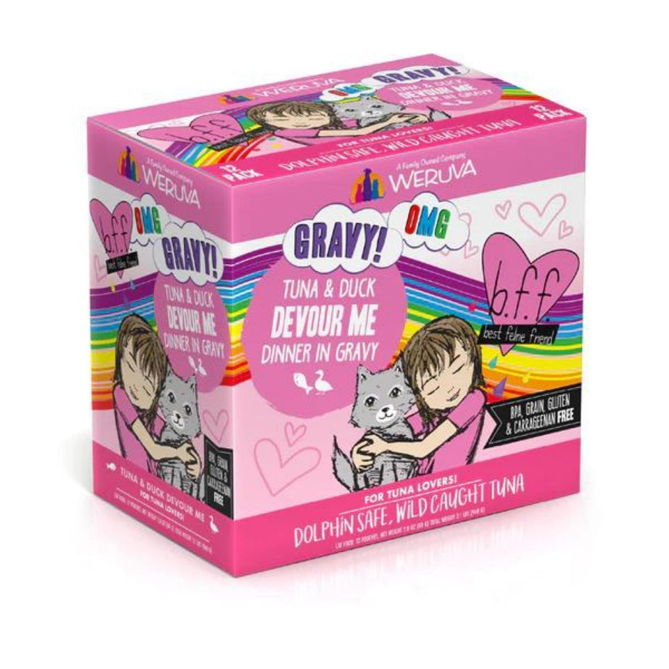 BFF Cat Omg Tuna & Duck Devour Me Dinner in Gravy 3 oz. 12 ct