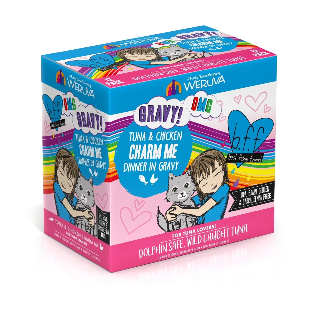 Bff Cat OMG Charm Me Tuna and Chicken Dinner in Gravy 3.0oz. (Case of 12) - Pets Perfect
