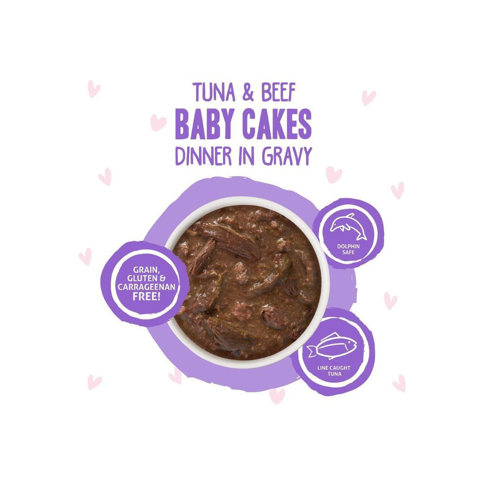 BFF Cat Omg Baby Cakes Tuna and Beef Dinner in Gravy 3 oz. Pouch 12 ct