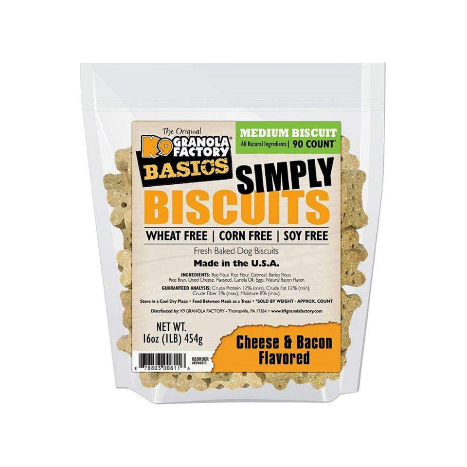K9 Granola Simply Biscuits, Medium Cheese And Bacon, 1 lb