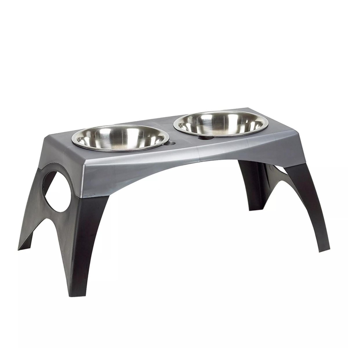 Bergan Stormcloud Elevated Dog Feeder Double Bowl Black/Grey XL - Pets Perfect