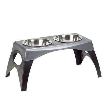 Bergan Stormcloud Elevated Dog Feeder Double Bowl Black/Grey XL - Pets Perfect
