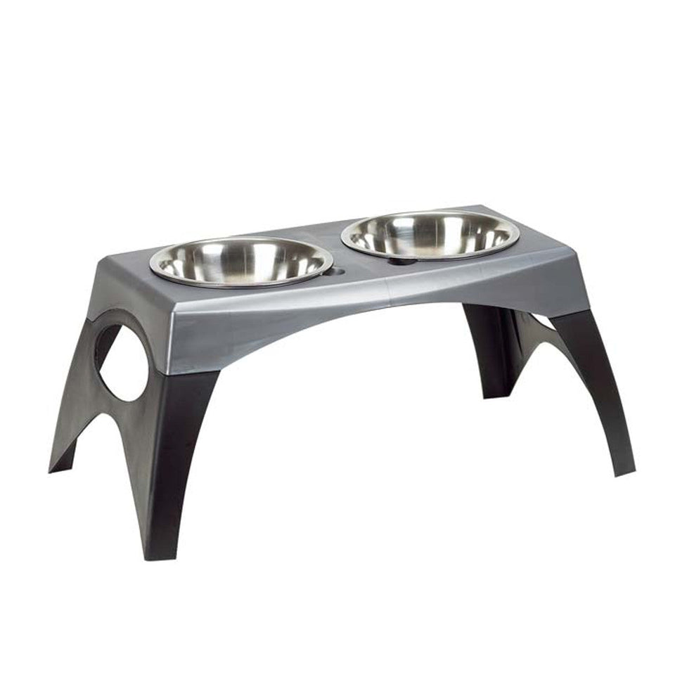 Bergan Stormcloud Elevated Dog Feeder Double Bowl Black/Grey Medium