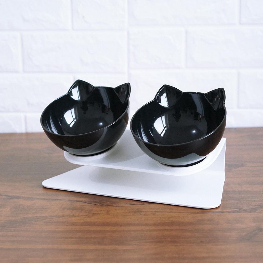 Elevated Non - Slip Double Cat Bowl With 15° Tilted Design - Pets Perfect
