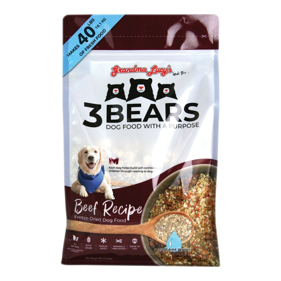 Grandma Lucy's Dog 3 Bears Freeze Dried Beef Recipe 8Lbs - Dog Food Freeze Dried