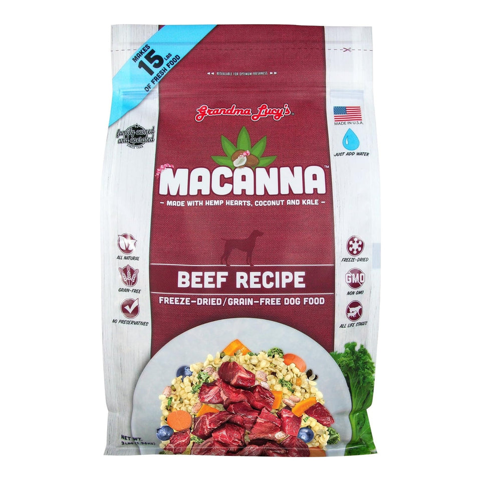 Grandma Lucy's Macanna Grain-Free Beef Freeze-Dried Dog Food - 3 lb