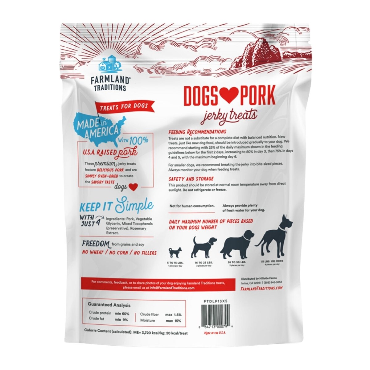 Farmland Traditions Pork Jerky Dog Treats 13.5oz - Pets Perfect