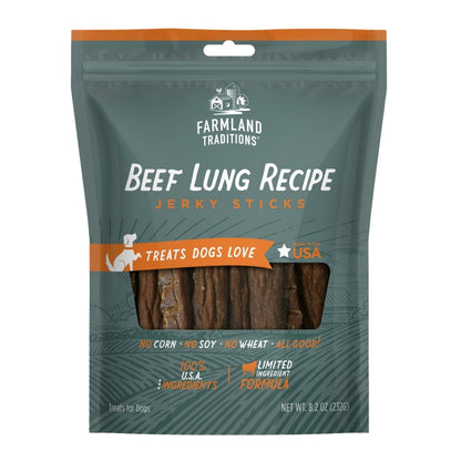 Farmland Traditions Beef Lung Jerky Sticks Dog Treats 8.2oz - Pets Perfect