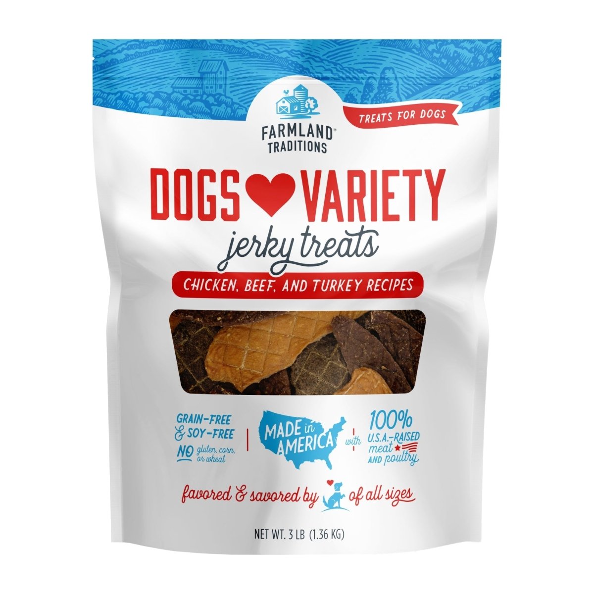 Farmland Traditions Dogs Love Variety Jerky Dog Treats 1ea/48oz. - Pets Perfect