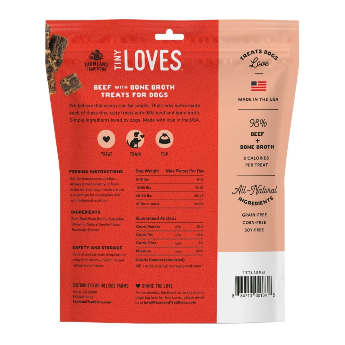 Farmland Traditions Tiny Loves Beef w/Bone Broth Dog Treats 1ea/12oz. - Pets Perfect