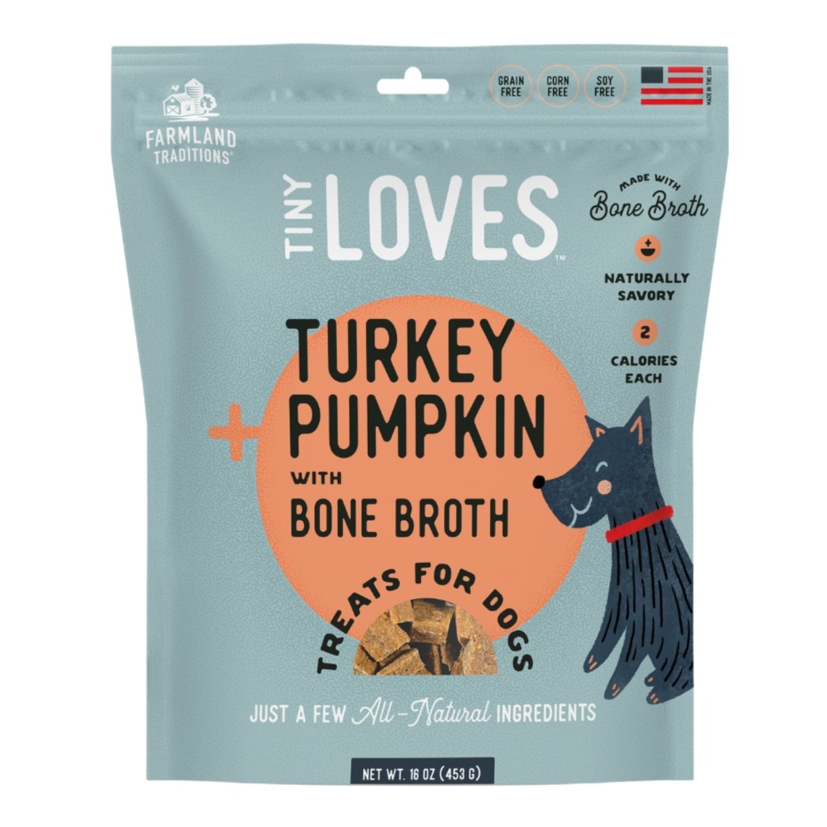 Farmland Traditions Tiny Loves Turkey and Pumpkin w/Bone Broth Dog Treats 1ea/16oz. - Pets Perfect