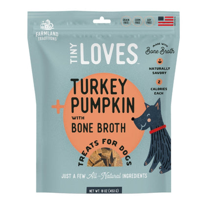 Farmland Traditions Tiny Loves Turkey and Pumpkin w/Bone Broth Dog Treats 1ea/16oz. - Pets Perfect
