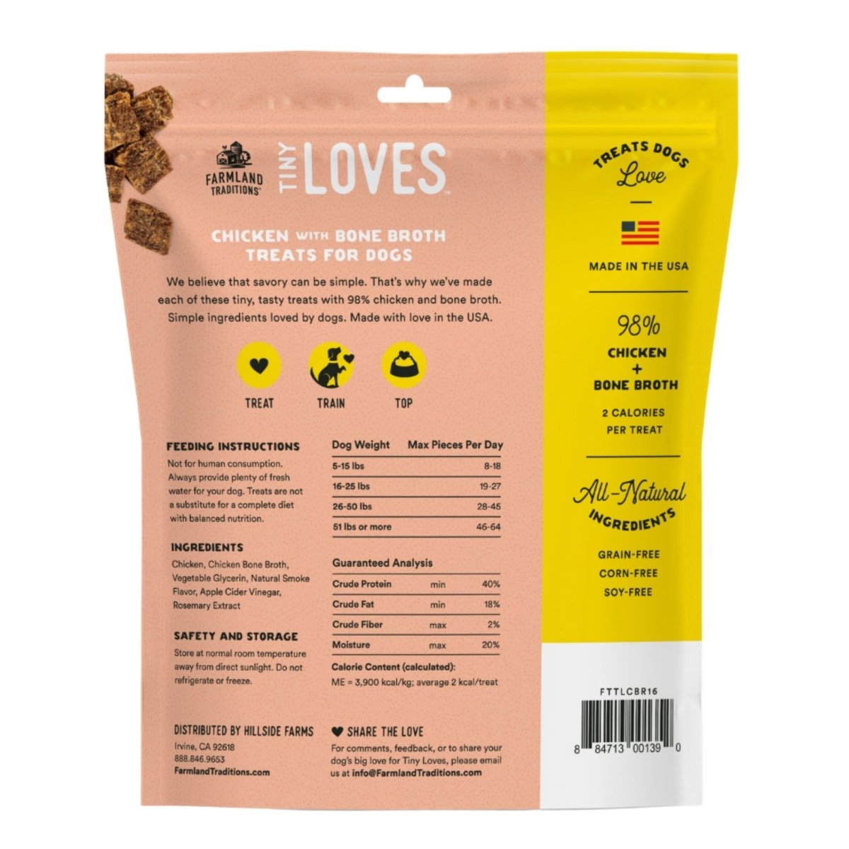 Farmland Traditions Tiny Loves Chicken w/Bone Broth Dog Treats 1ea/16oz. - Pets Perfect