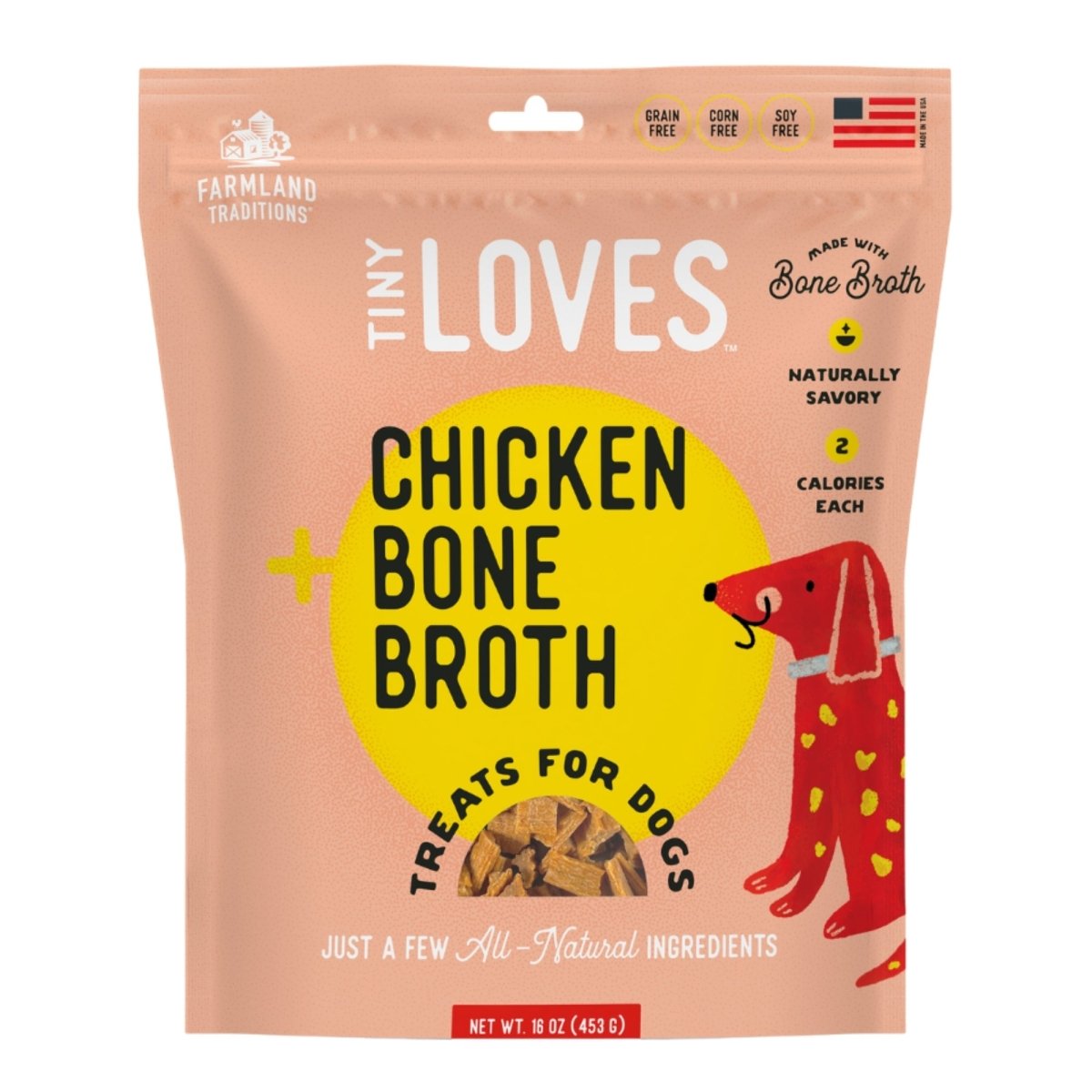 Farmland Traditions Tiny Loves Chicken w/Bone Broth Dog Treats 1ea/16oz. - Pets Perfect