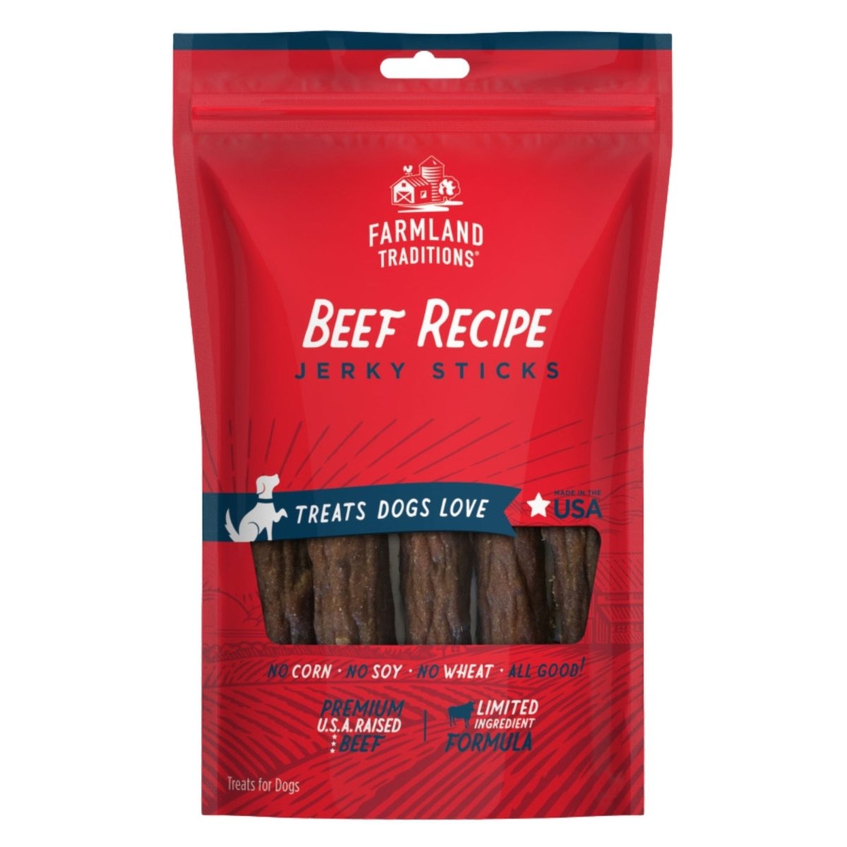 Farmland Traditions Beef Jerky Sticks Dog Treats 14oz - Pets Perfect