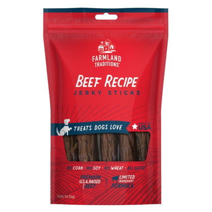 Farmland Traditions Beef Jerky Sticks Dog Treats 14oz - Pets Perfect