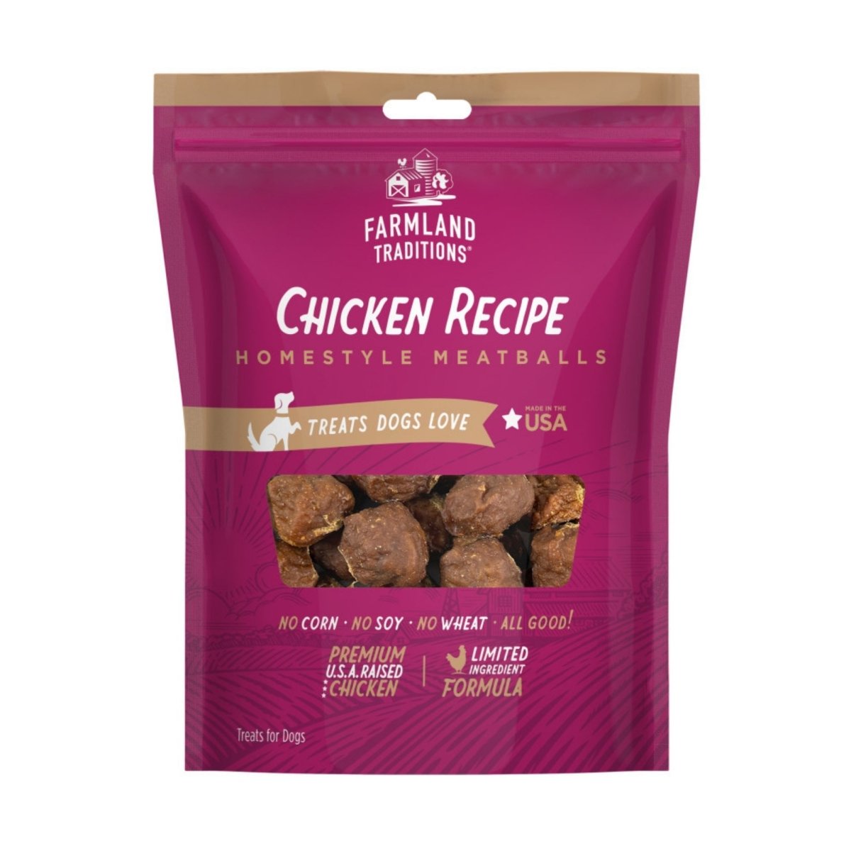 Farmland Traditions Homestyle Meatballs Dog Treats Chicken, 1ea/7oz. - Pets Perfect