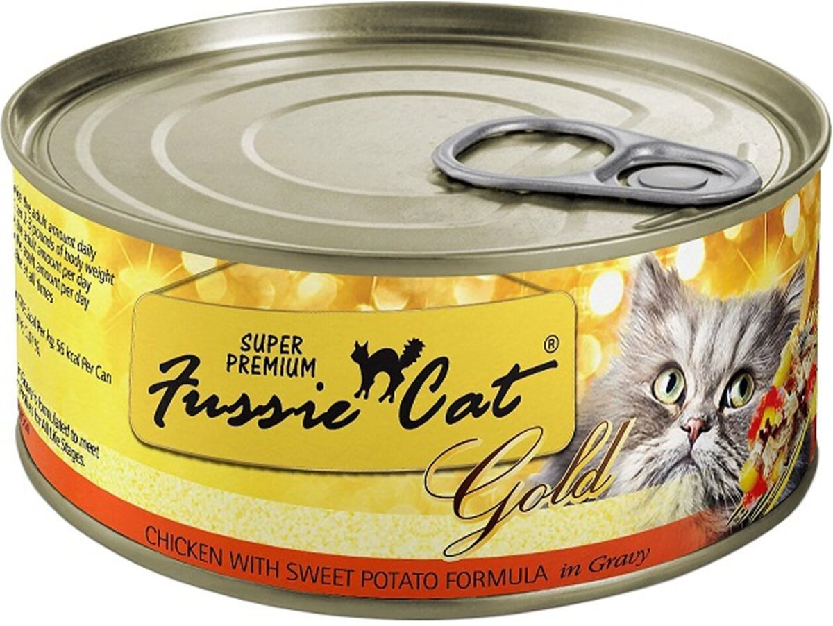 Fussie Cat Gold Chicken Sweet Potato 2.82oz. (Case of 24) - Pets Perfect