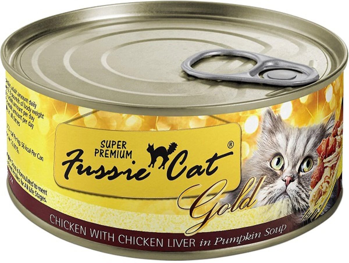 Fussie Cat Gold Chicken Liver pumpkin Soup 2.82oz. (Case of 24) - Pets Perfect