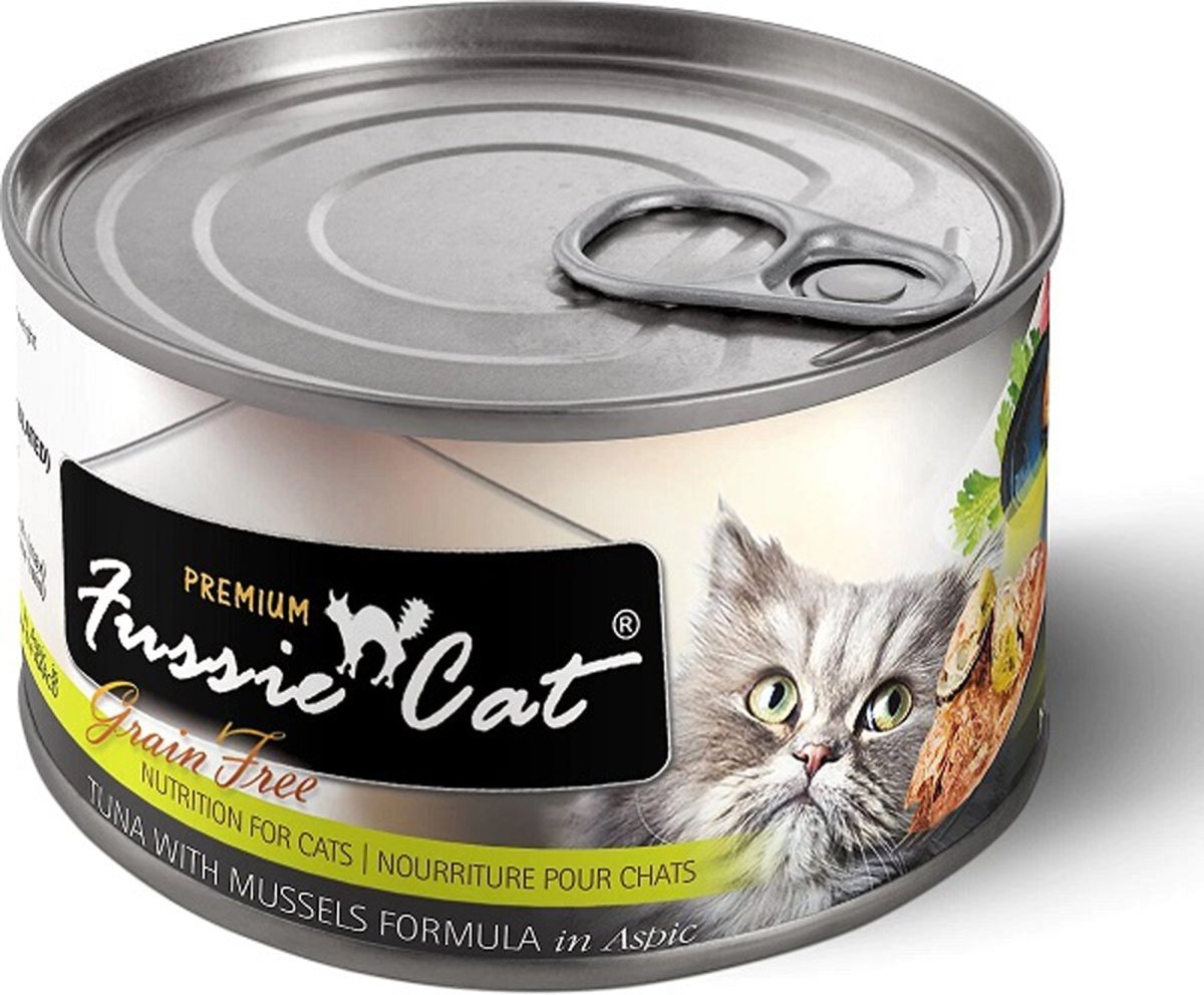 Fussie Cat Premium Tuna With Mussels 5.5oz. (Case of 24) - Pets Perfect
