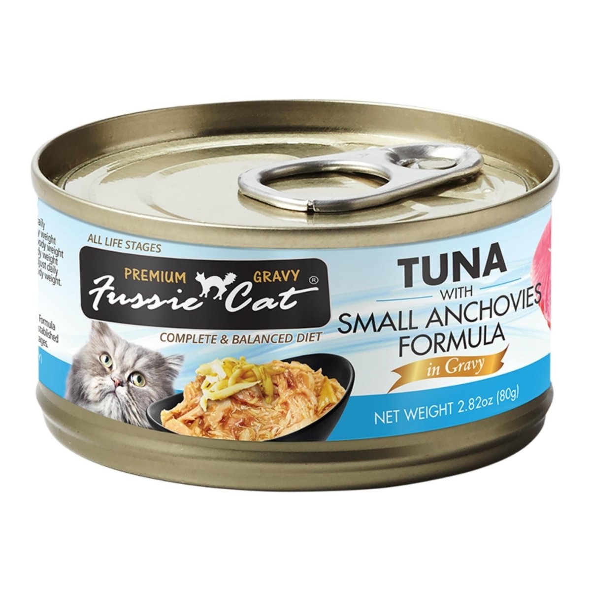 Fussie Cat Premium Tuna with Small Anchovies Formula in Gravy 2.82oz. (Case of 24) - Pets Perfect
