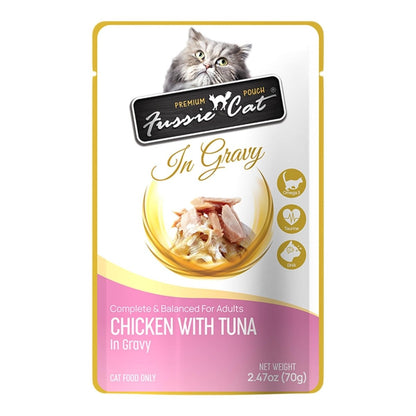 Fussie Cat Premium Chicken with Tuna in Gravy 2.47oz. Pouch - Pets Perfect