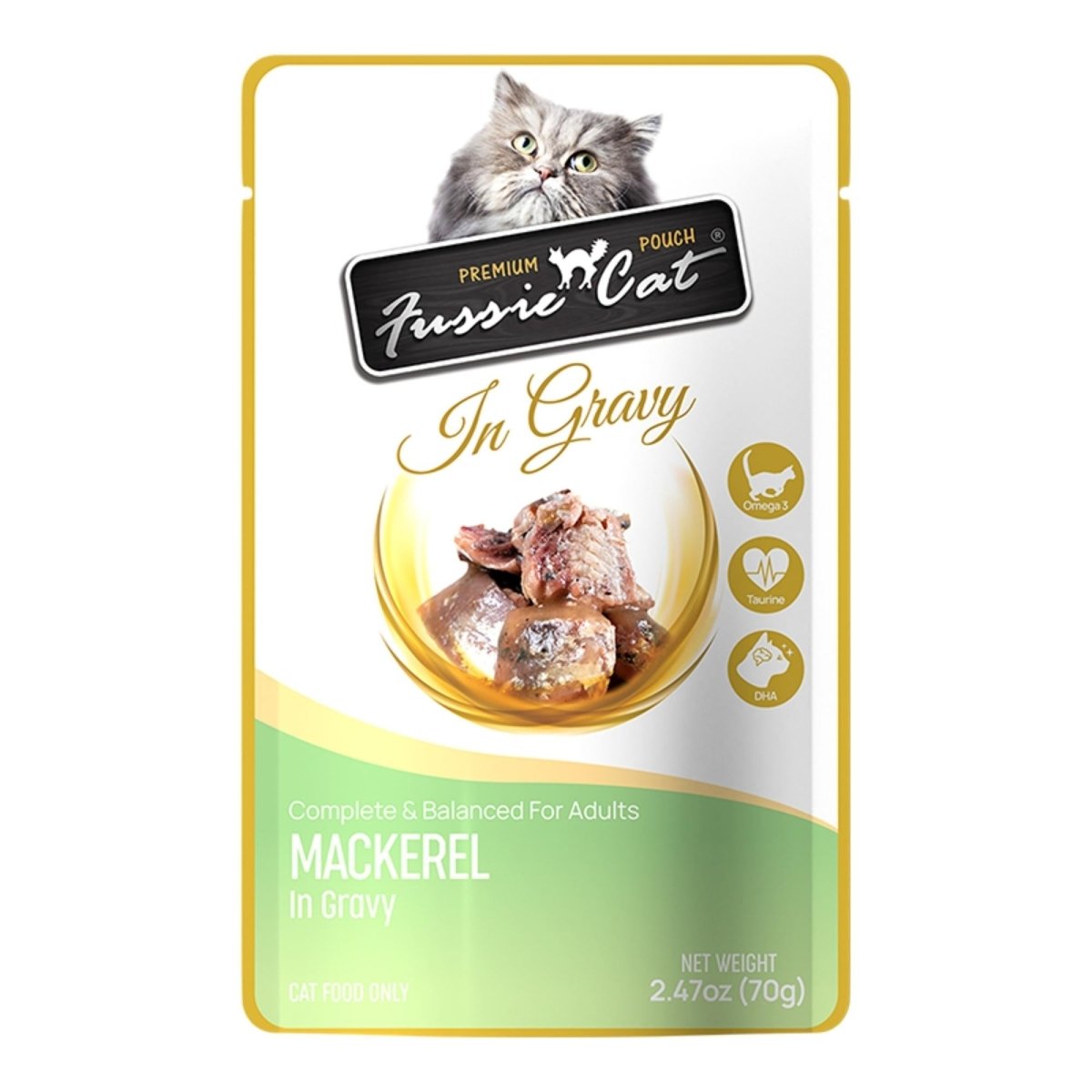 Fussie Cat Premium Mackerel in Gravy 2.47 oz. Pouch - Pets Perfect