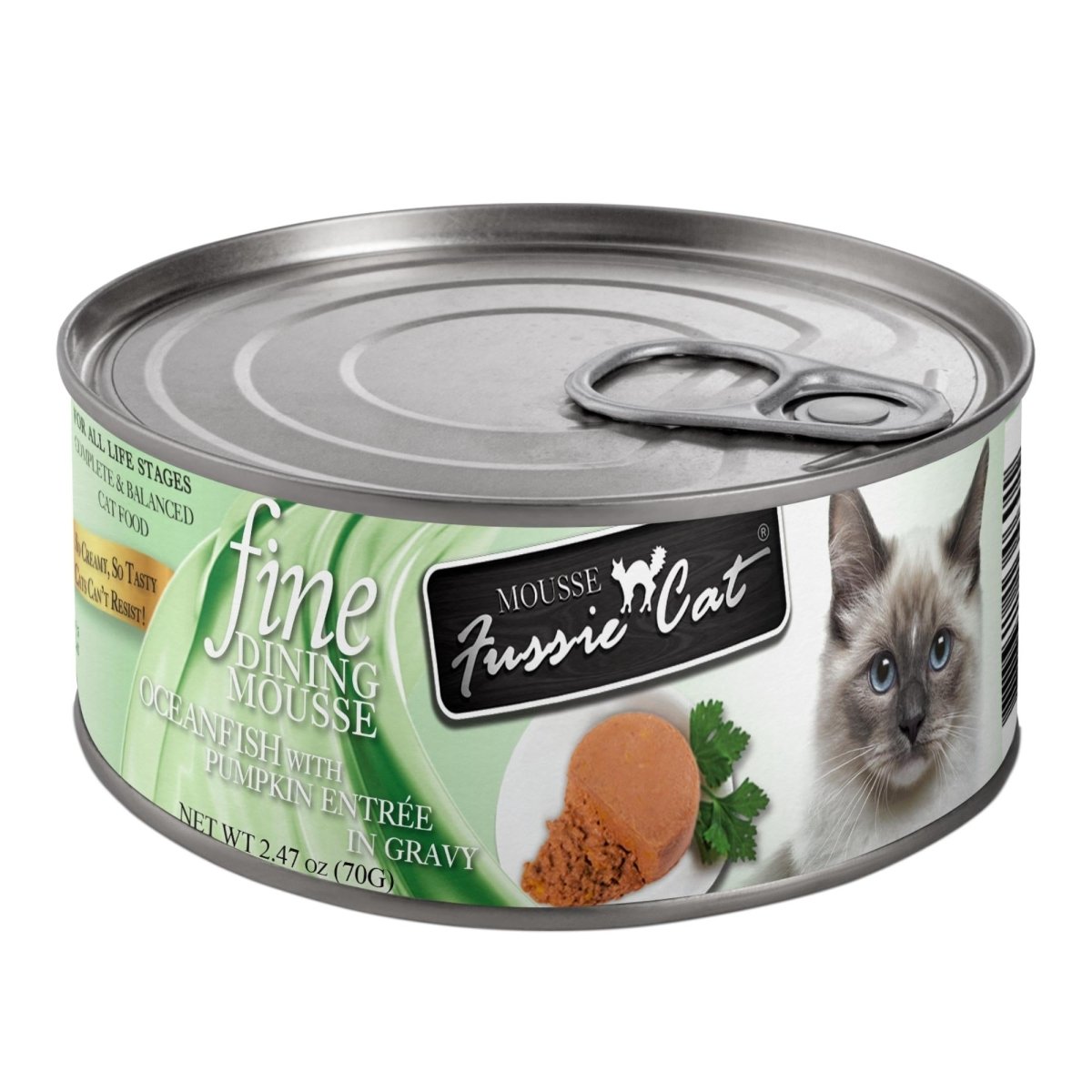 Fussie Cat Fine Dining Mousse Oceanfish with Pumpkin 2.47oz. (Case of 24) - Pets Perfect