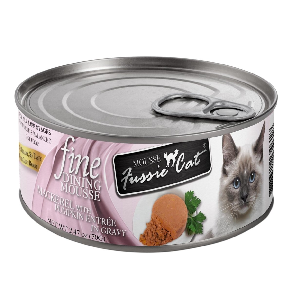 Fussie Cat Fine Dining Mousse Mackerel with Pumpkin 2.47oz. (Case of 24) - Pets Perfect