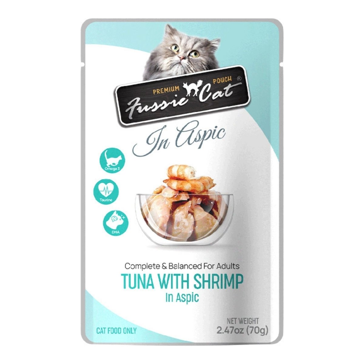 Fussie Cat Premium Tuna with Shrimp in Aspic 2.47oz. Pouch - Pets Perfect