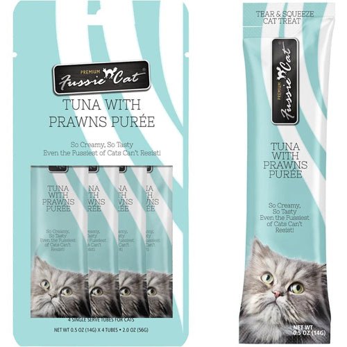 Fussie Cat Treat Tuna With Prawns Puree 2oz/18count - Pets Perfect