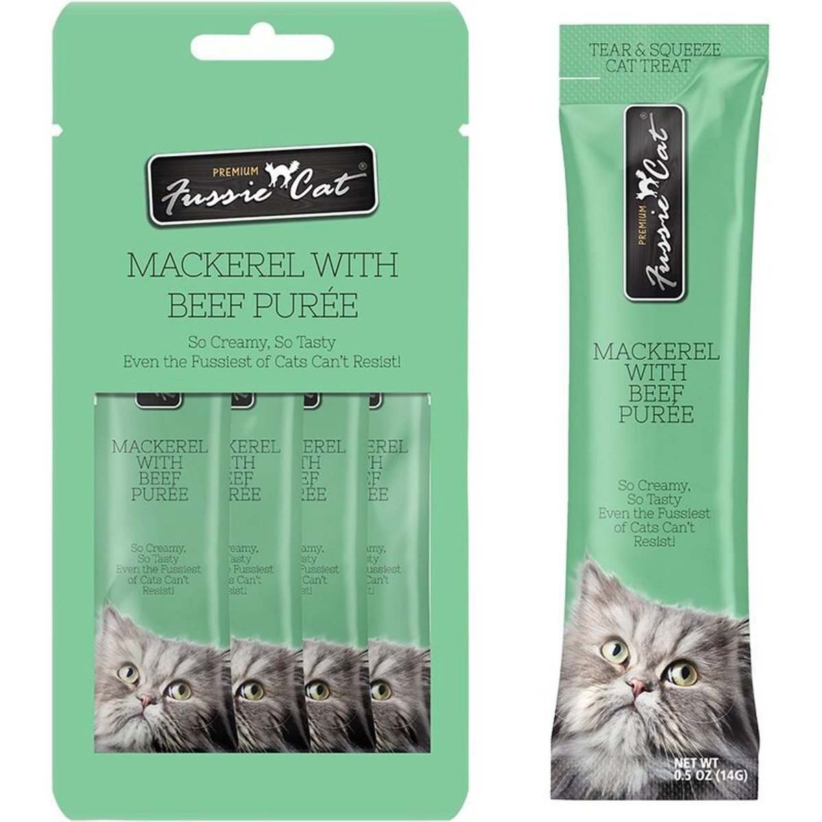 Fussie Cat Puree Mackerel Beef 2oz/18count - Pets Perfect