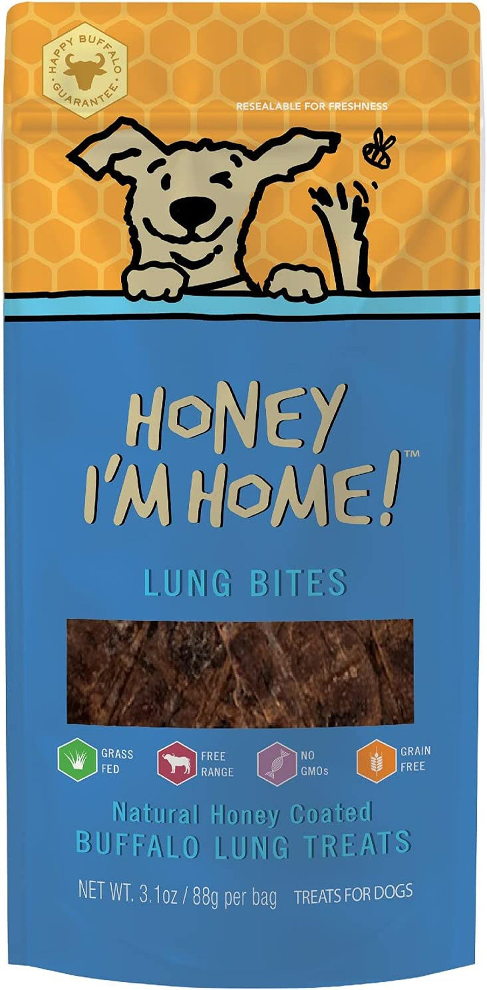 Honey I'm Home Dog Buffalo Lung Bites 3.1 oz
