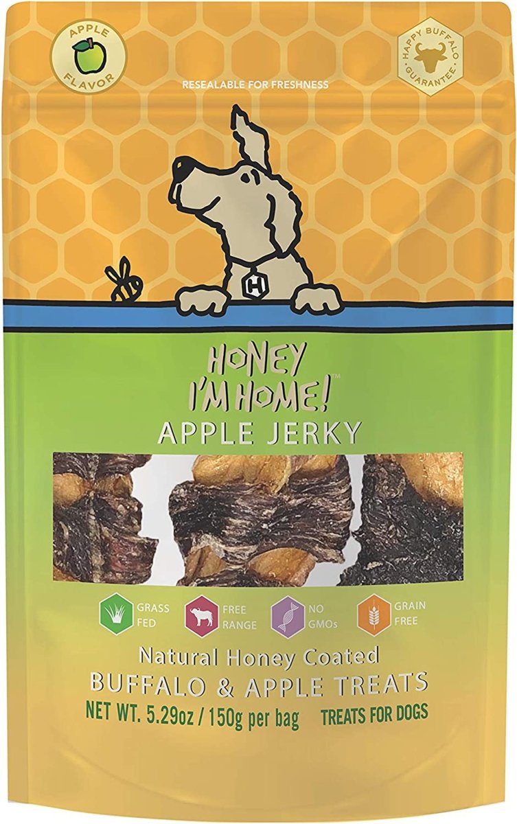 Honey I'm Home Buffalo Apple Jerky – High Protein Treat | 5.29 oz Bag - Pets Perfect
