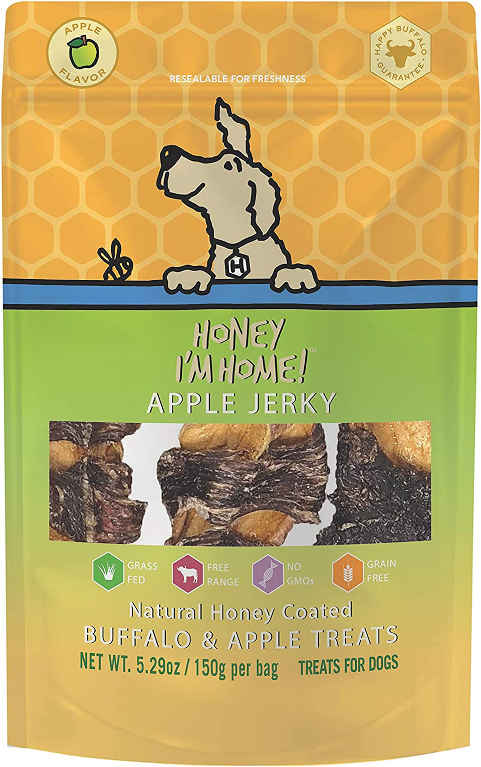 Honey I'm Home Dog Buffalo Apple Jerky 5.29 oz