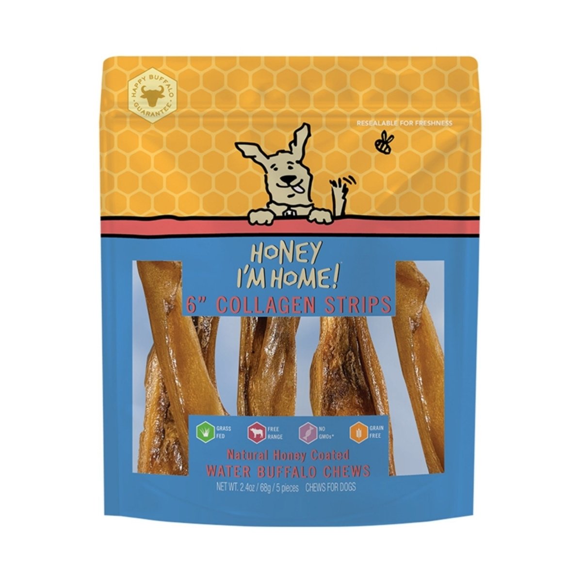 Honey I'm Home Buffalo Collagen Chews – 6" Natural Chew | 5 Count - Pets Perfect