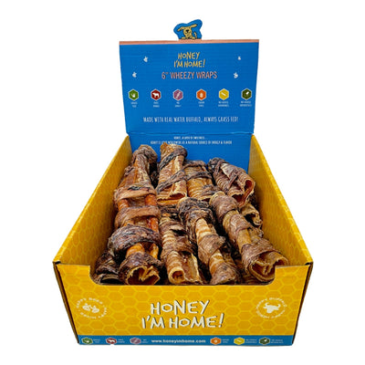 Honey I'm Home Dog Buffalo Trachea Wrapped in Lung 6 in 16-Count