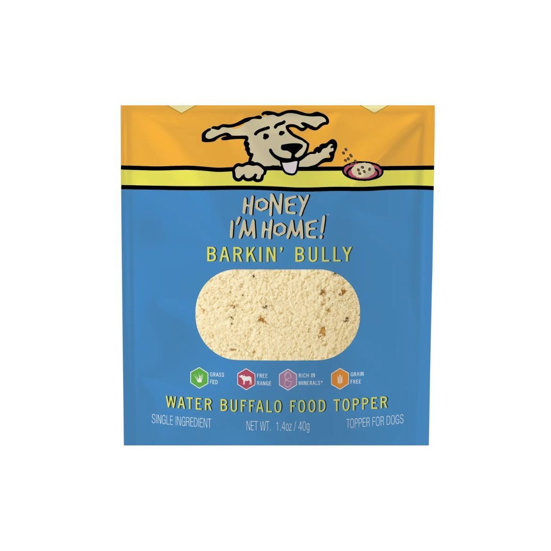 Honey I'm Home Dog Natural Water Buffalo Barkin' Bully Food Topper - Pets Perfect