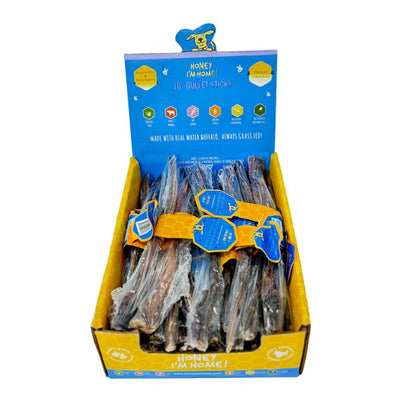 Honey I'm Home Buffalo Gullet Sticks - 10" Grain-Free Dog Chew, 35 ct