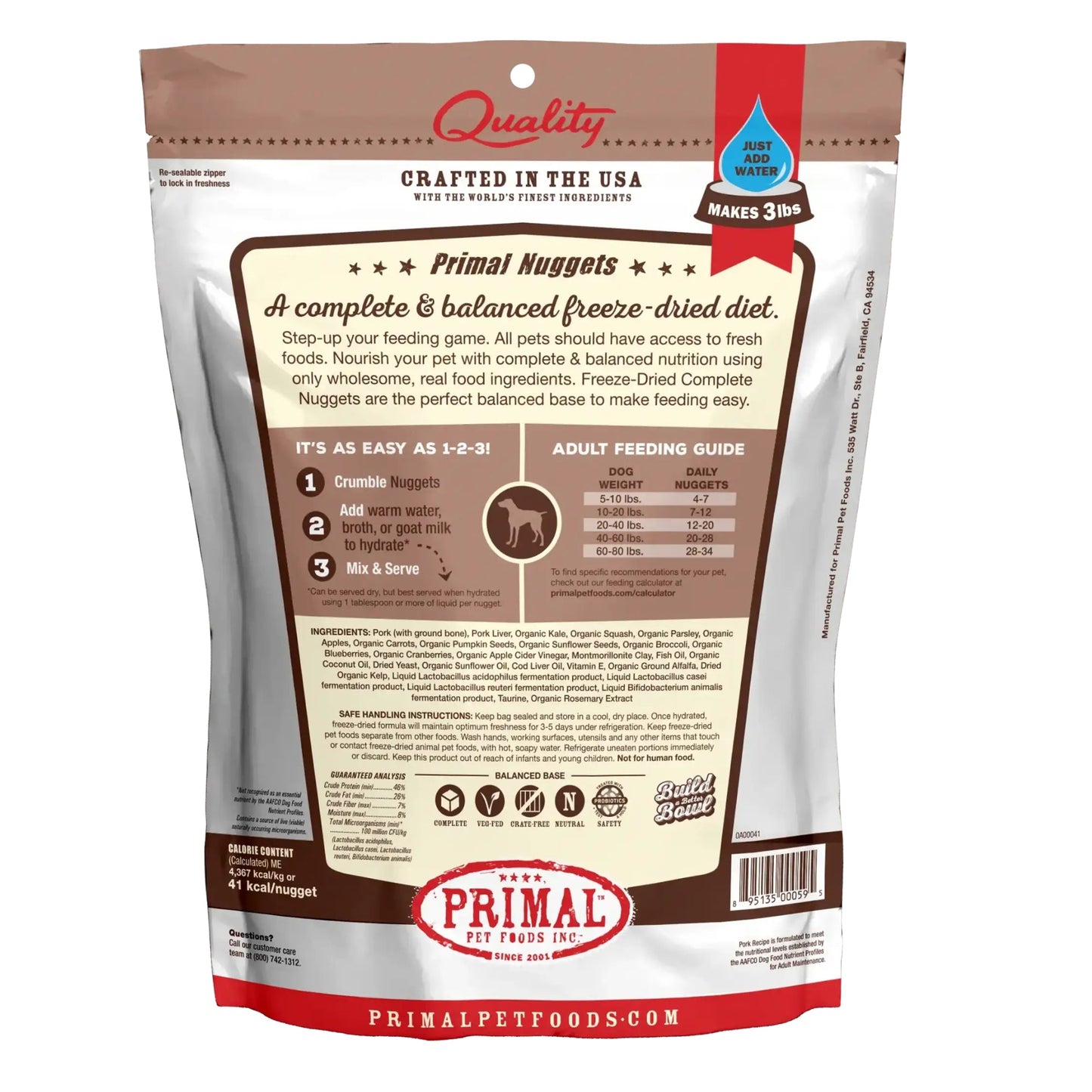Primal Pet Foods Freeze-Dried Dog Food 14 oz. Pork