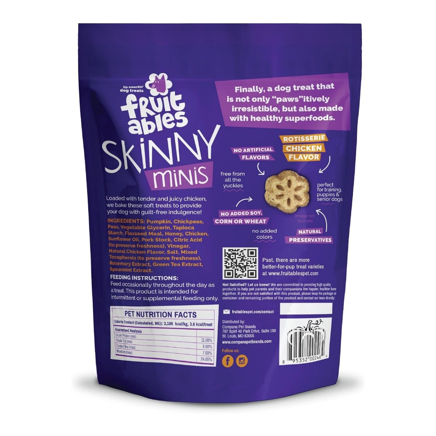 Fruitables Skinny Minis Soft Dog Treats Rotisserie Chicken 1ea/5 oz