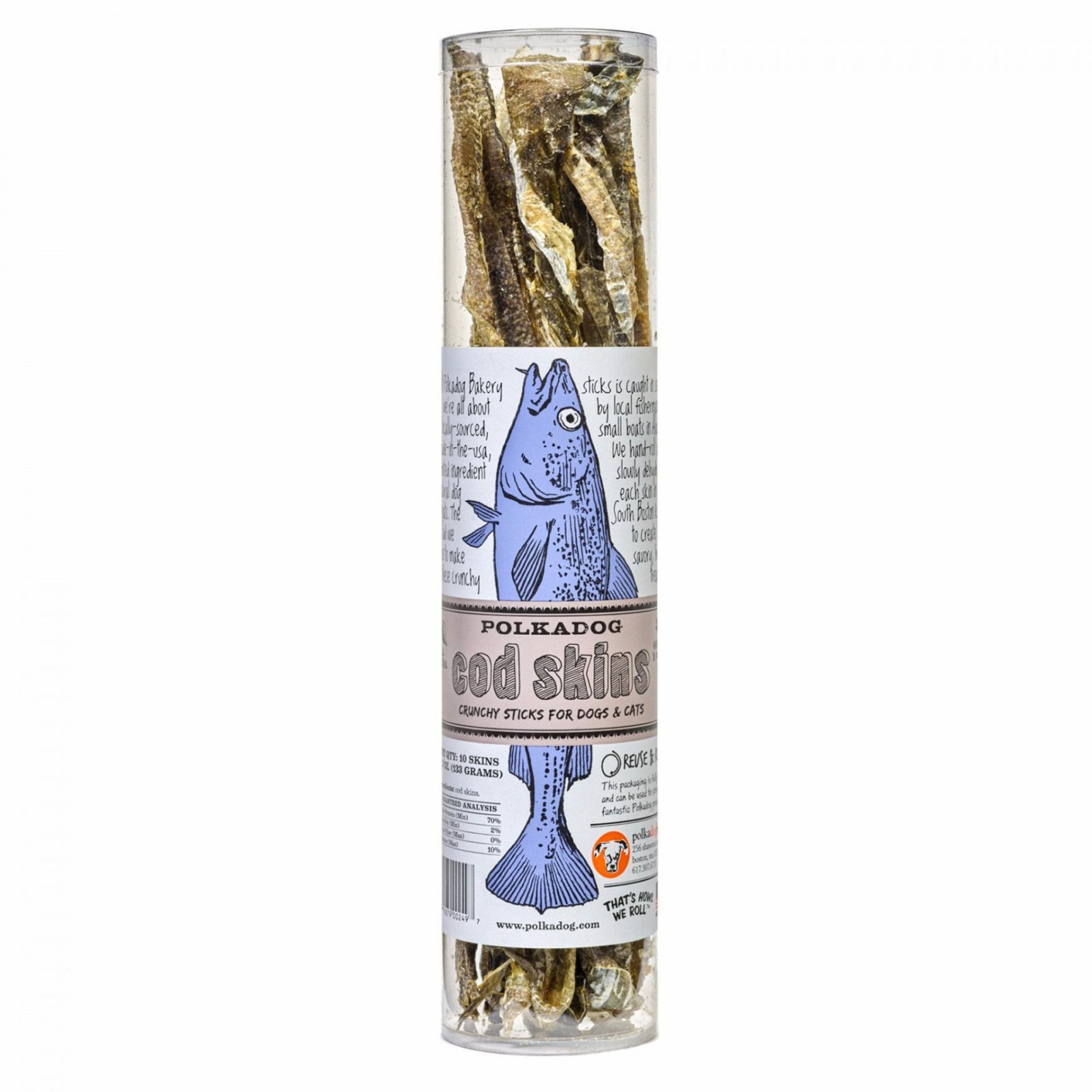 Polkadog Cod Skins Crunchy Dog And Cat Dog Treats, 2.5 oz