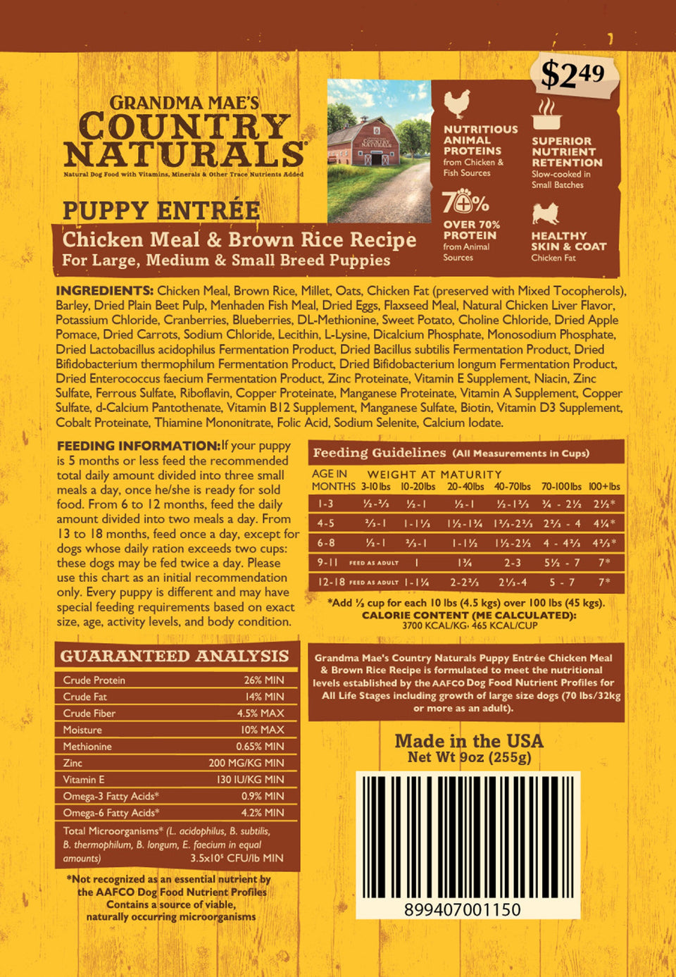 Grandma Maes Country Naturals Premium All Natural Puppy Trial Food 9 oz